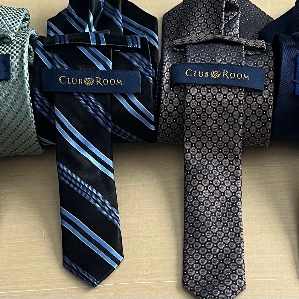 Club Room Striped and Patterned Ties in Black and Brown